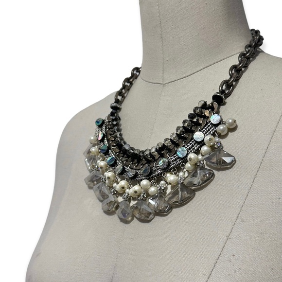 ZARA Mixed Media Multi Stone and Chain Statement Necklace - Picture 6 of 6
